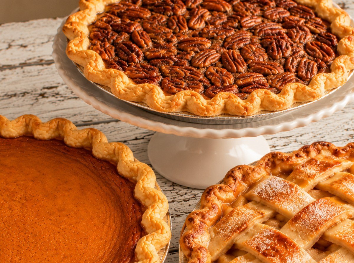 Pecan, pumpkin and apple pies from a holiday baking class in Atlanta
