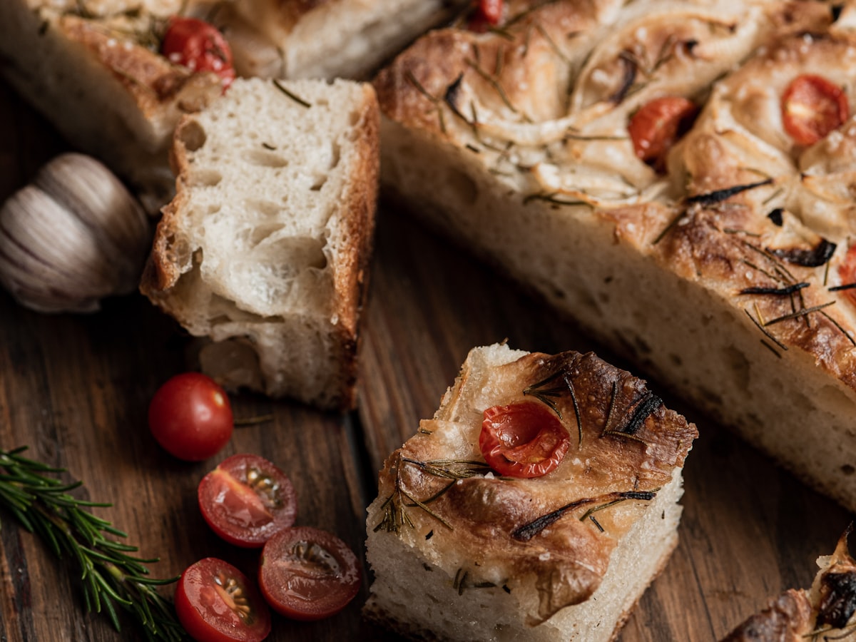 Tomato and herb focaccia made in a hands-on baking class