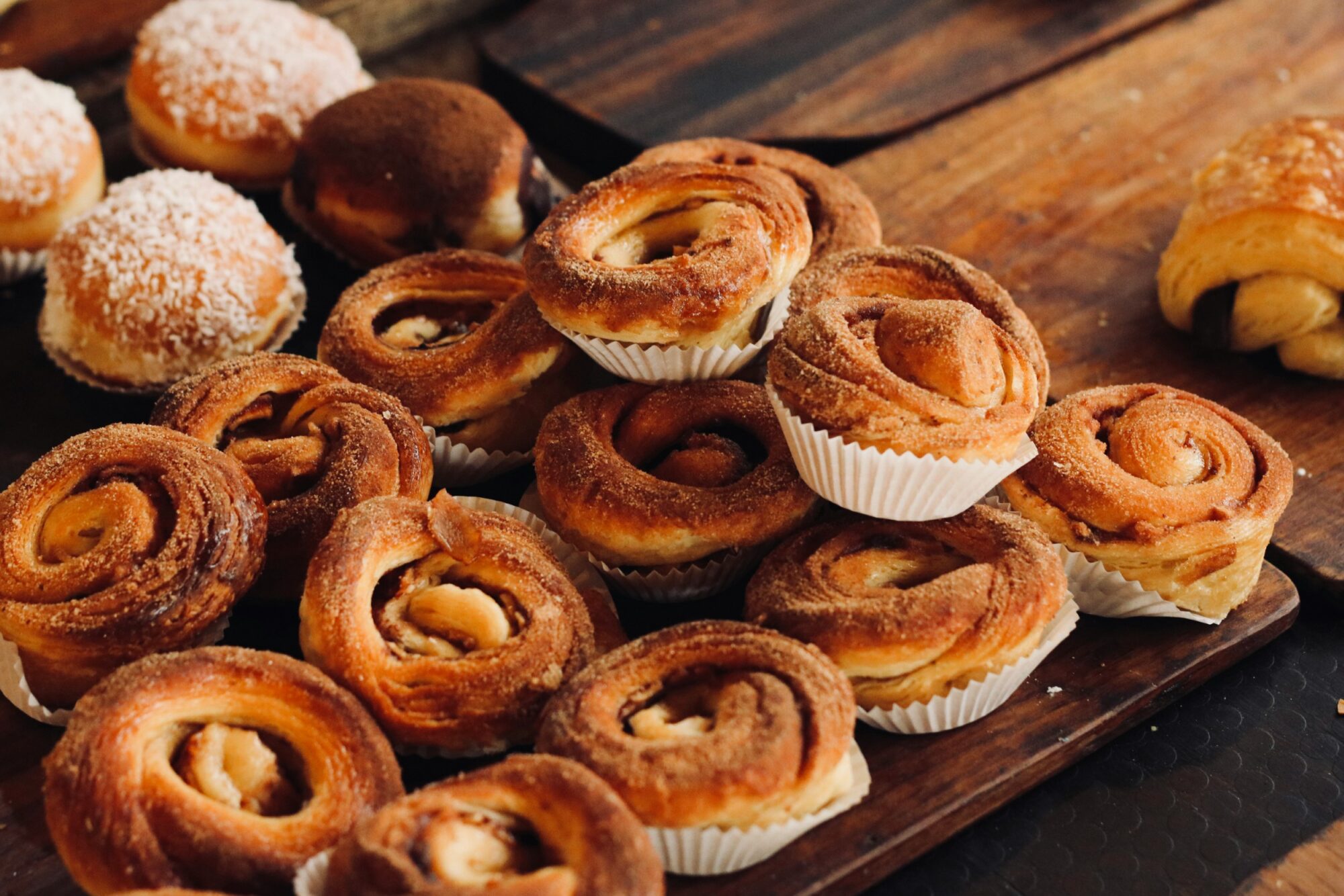 Fresh cinnamon buns baked in an Atlanta baking class